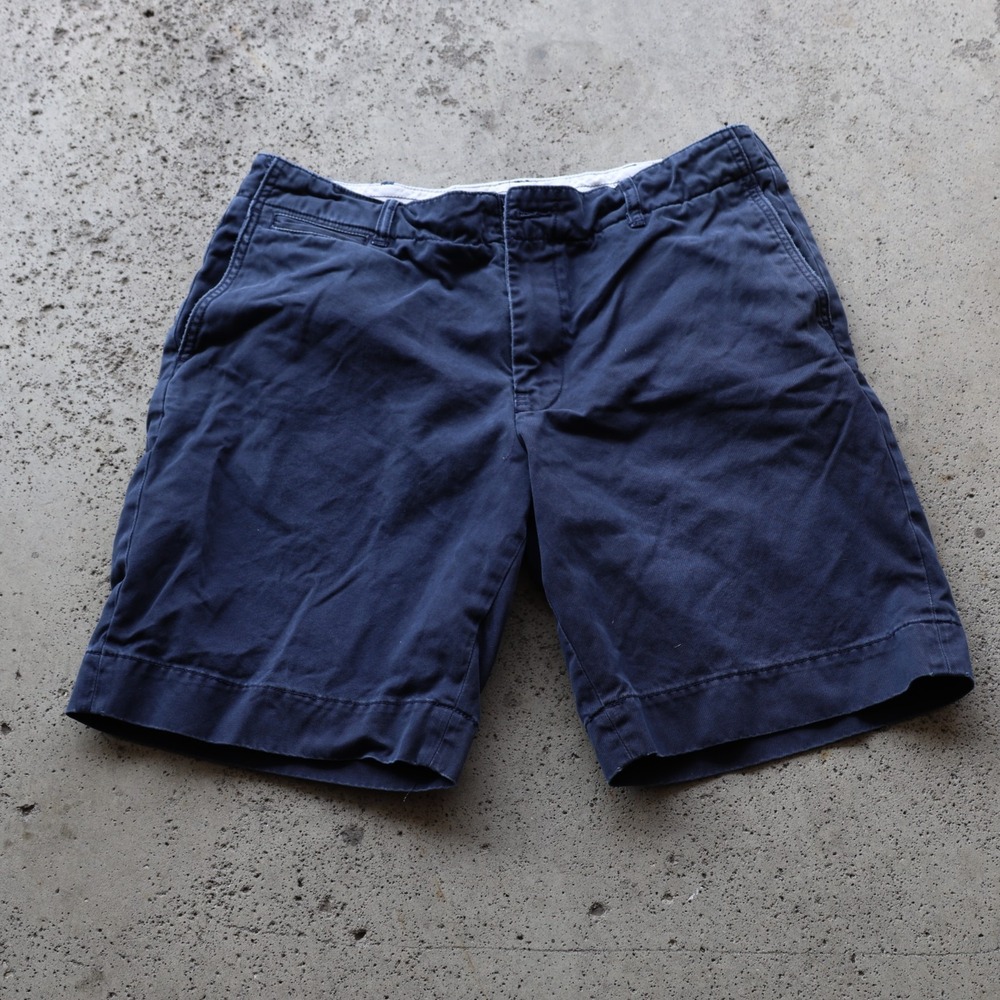 Vintage Polo Ralph Lauren Navy Chino Shorts Flat Front 10" Inseam Men's Size 36